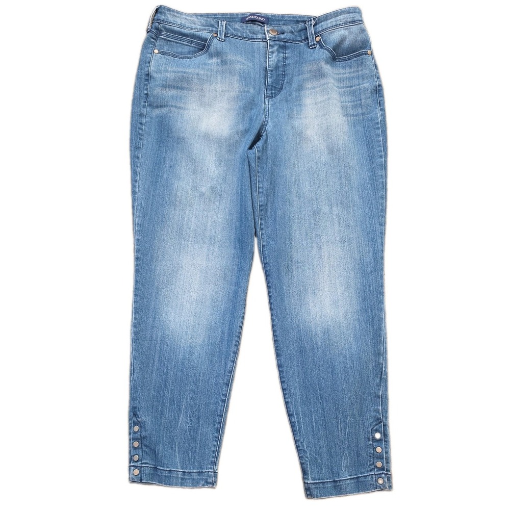 Bandolino Lisbeth Cropped Jeans Womens 12 Blue Denim 4 Snap Ankle Classic Stretc